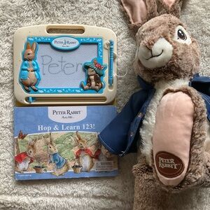 Plush Peter Rabbit - Magnetic Drawing Pad and Cloth Book w/ Teether & Crinkle